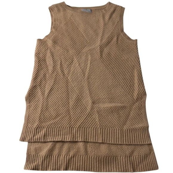 Pure Collection Sweaters - Pure Collection Sweater Vest Womens 4 Tan‎ 100% Cashmere Ribbed Knit Shell